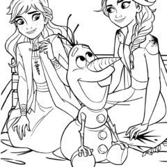 Anna, Elsa and Olaf on a picnic