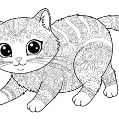 Antistress cat coloring page