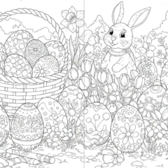 Bunny with easter eggs