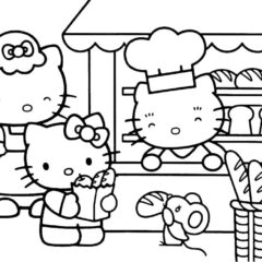 Hello Kitty buying bread