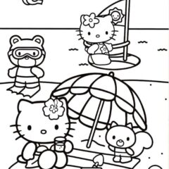 Hello Kitty is on a beach