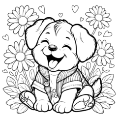 Puppy in flowers