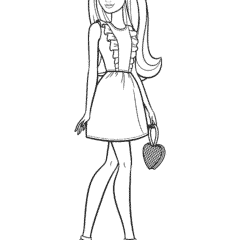 Barbie in a beautiful dress with a handbag
