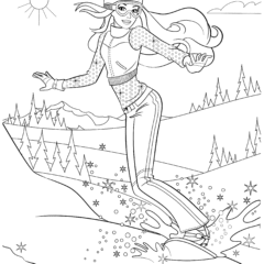 Barbie on a snowboard