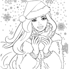 Barbie with a snowball in her hands
