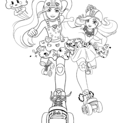 Barbie with her friend on roller skates