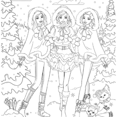 Barbie with her friends in a snowy forest