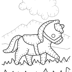 Cartoon horse in hand embroidery style