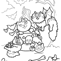 Cats with bats for Halloween