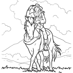 Cowgirl woman riding a horse