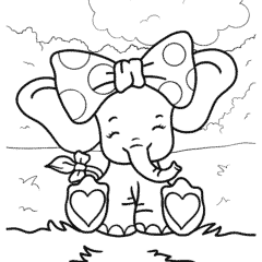 Cute baby elephant with a bow