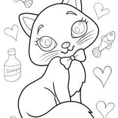 Cute cartoon cat with a bow