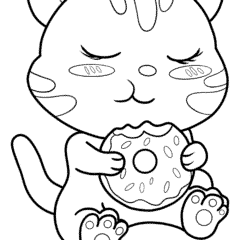 Cute cat eating donut
