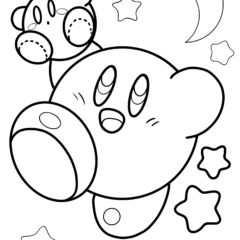 Cute Kirby Jumping Through the Air