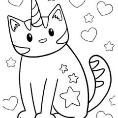 Cute Unicorn Cat With Hearts