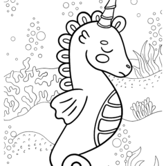 Cute unicorn seahorse