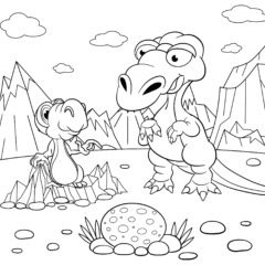 Dinosaurs adult and baby