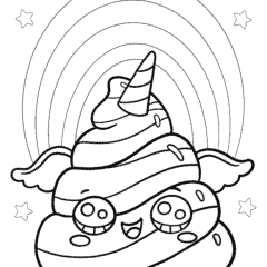 Emoji poop unicorn with rainbow