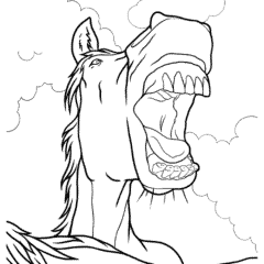 Funny horse shows teeth