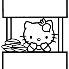 Hello Kitty behind the counter