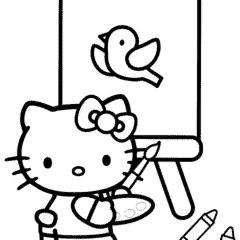 Hello Kitty drew a bird