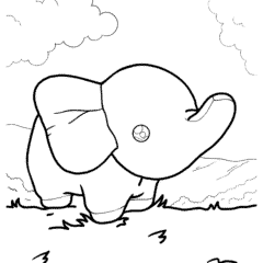 Kawaii baby elephant with a small trunk