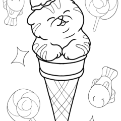 Kitten inside ice cream