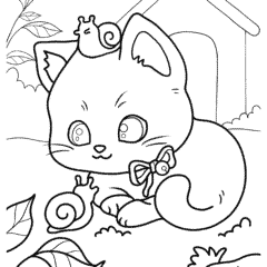 Kitten plays with snails