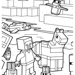Lego minecraft with llama and rabbits