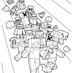 Minecraft Mob with Steve, Creeper, Alex, Pig and others