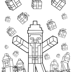 Minecraft New Year’s Steve in Santa’s Hat