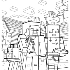 Minecraft Steve, Alex and Wolf