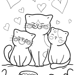 Mother cat with two kittens