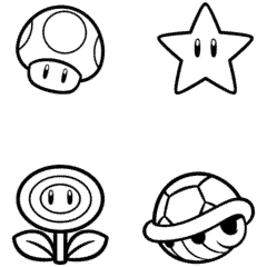 Mushroom, Star, Fire Flower and Kupa