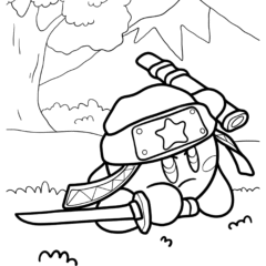Ninja Samurai Kirby With Mountains In The Background