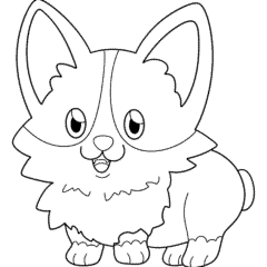 Outline of a kawaii corgi