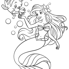 Princess Ariel swims with Flounder