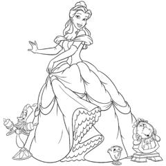 Princess Belle, Lumiere, Chip and Cogsworth