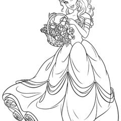 Princess Belle with a basket of flowers