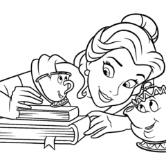 Princess Belle with Chip and Madame Potts
