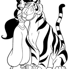 Princess Jasmine hugs Tiger Raja