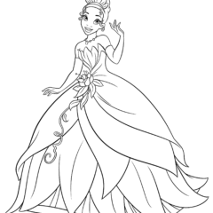 Princess Tiana in an elegant dress
