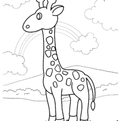Simple giraffe with rainbow