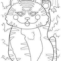 Smiling tiger with cute paws