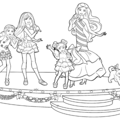 Stacy, Skipper, Chelsea and Barbie on stage