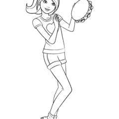 Stacy with a tambourine