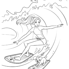 Surfing Barbie with Dog