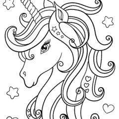 Unicorn head with rainbow hair