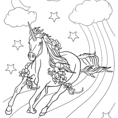 Unicorn jumping on a rainbow