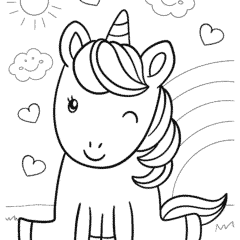 Winking unicorn sitting